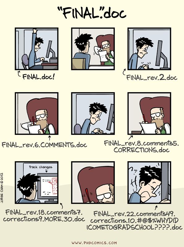 A final document is rarely really final! Source: http://phdcomics.com/comics/archive_print.php?comicid=1531